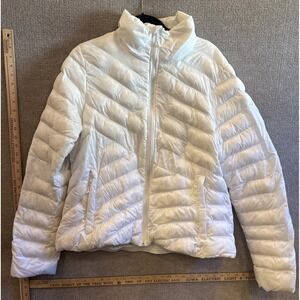 Under Armour White Jacket XLarge Women Uptown Puffer Full Zip Down Insulated,